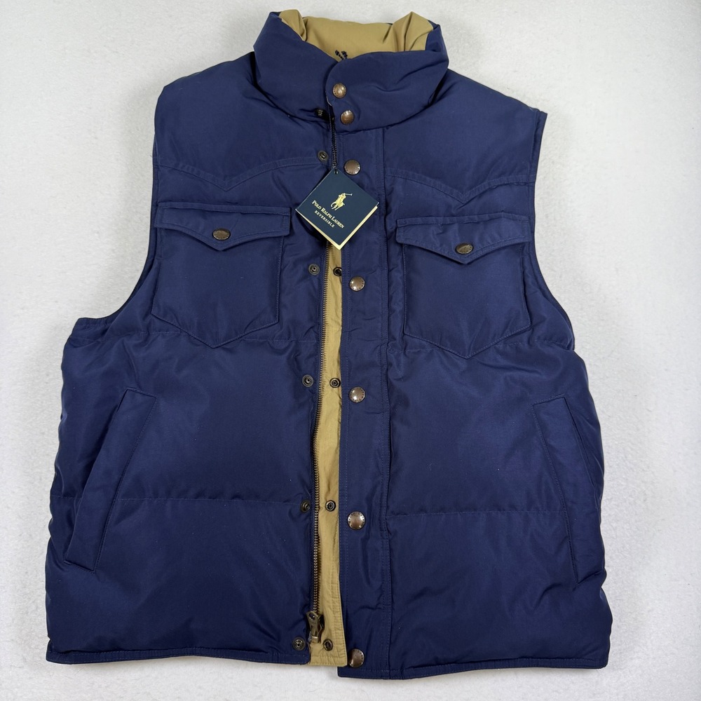 Polo Ralph Lauren Reversible Down Puffer Vest - Medium - NWT Vintage Deadstock